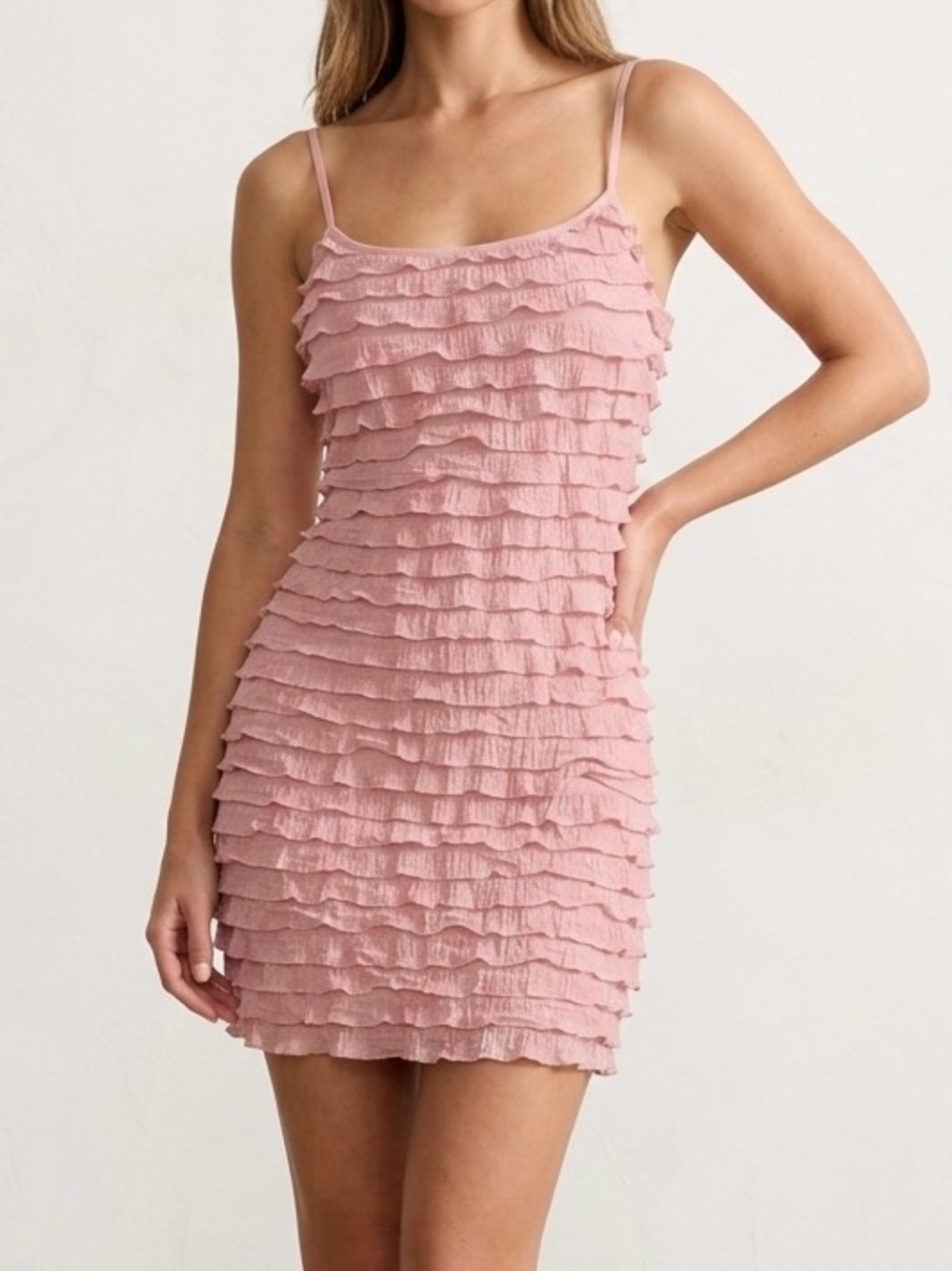 Intimately Free People Ruffle Slip S Mini Dress Dusty Pink Boho Romantic
